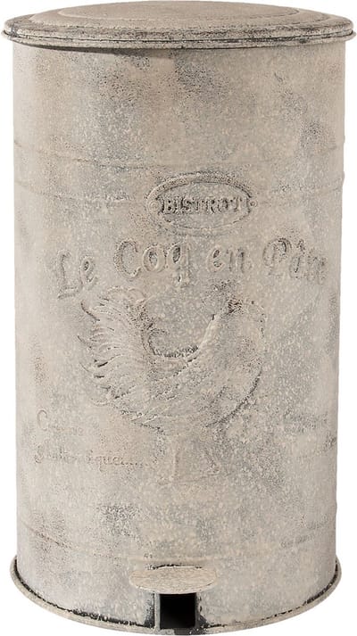 Clayre & Eef Pedaalemmer 12000 ml Wit IJzer Kip