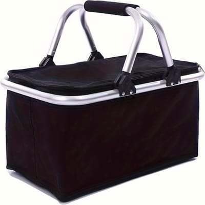 Bovista Picknickmand - Picknickmanden - Piknik - Pick Nick - Picknicktas - Mand - Lunchbox - Zomer - Zwart