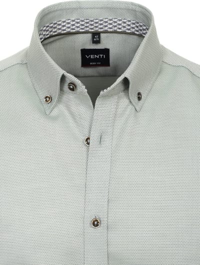 Venti Groen Overhemd Button Down Boord Body Fit - XXL