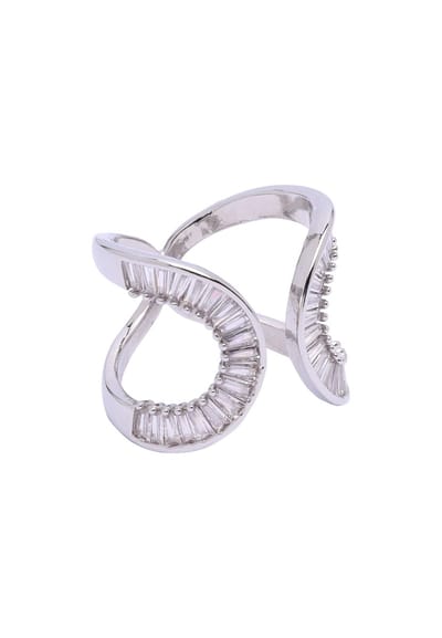 AVANT-GARDE PARIS Glam ring - zilver - free-size - met baguette-kristallen voor een moderne uitstraling