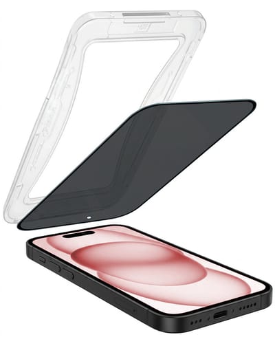 Screenprotector - Geschikt voor Apple iPhone 15 - Met Installatie Kit - Anti Spy - Beschermglas - Flexibel Glas - Tempered Glass - Screen Protector - Inclusief Montage Frame - Buigbaar Hybrid Bescherm Cover