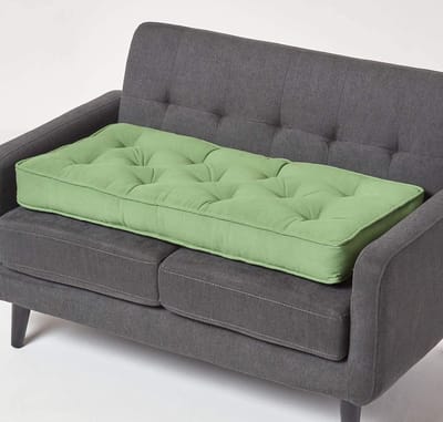 Homescapes Zitkussen voor tweezitsbank 100 x 48 cm - dik zitkussen groen