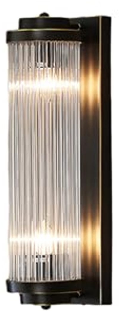 400 mm Zwart Kristallen Wandkandelaar met Glas en Zwarte Basis - Wandlamp voor Binnen