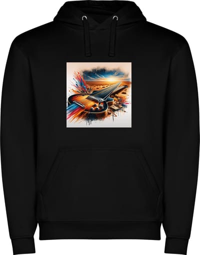 Zwarte unisex hoodie met “ Kleurrijke Gitaar – Muziek – Highway – Muziekinstrument “ Print Full Color Color merk Roly maat S