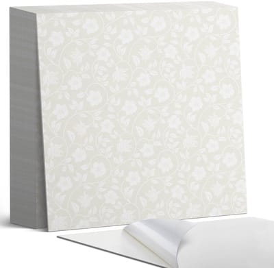 Coloray Plaktegels - Bloemenpatroon op de achtergrond Zelfklevende Tegels - 20 cm x 20 cm - Romig Plaktegels - 20 stuks - Vierkant PVC Tegels - Plaktegels Badkamer - Plaktegels Vloer - Vinyltegels Vloer Zelfklevend - Wandtegel Zelfklevend
