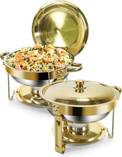Chafing Dish Set - Warmhoudbakken Buffet - Feesten Georganiseerd - Randafschuining Technologie - 5 Liter Capaciteit - Goud en Zilver