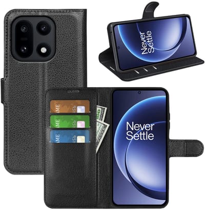 MobyDefend Hoesje - Geschikt voor OnePlus 15 - Kunstleren Wallet Book Case (Sluiting Voorkant) - Zwart