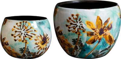 TS Collection - Pot Fresia fresh - Mini set van 2 - Metaal & Epoxy - Exclusieve woonitems voor binnen - Handgemaakt - Unieke print - Designed by Lammie