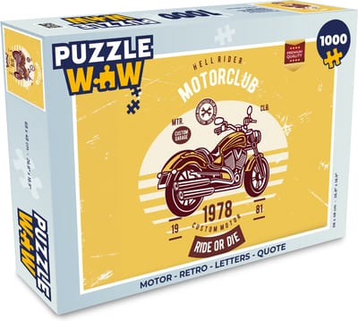Puzzel Motor - Retro - Letters - Quote - Legpuzzel - Puzzel 1000 stukjes volwassenen