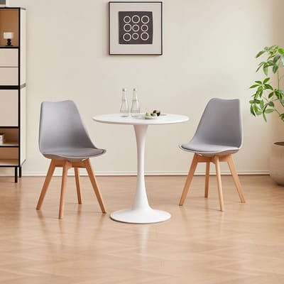Eetkamerset voor 2 personen - Ronde Tafel met 2 Moderne Scandinavische Stoelen