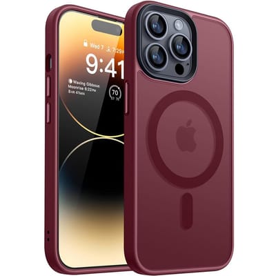 Sterk Magnetisch Voor Magsafe Hoesje Voor iPhone 16 15 14 13 12 11 Pro Max Plus Armor Hybride Schokbestendig Harde Cover Mat Zachte Shell For iPhone 11 donkerrode kleur