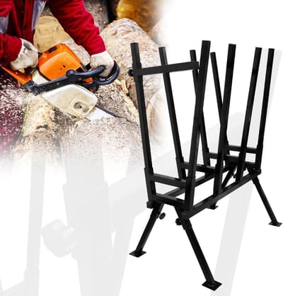 Zaagbok - Houtzaagwerk Standaard - Veilig Hout Zagen - Inklapbaar en Verstelbaar - 77 x 53 x 102 cm - Zwart