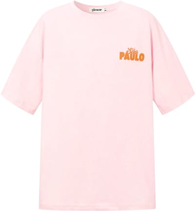 Sao Paulo Graphic Tee – Oversized T-shirt met Print – Comfortabele Top voor een Urban Look - Roze - Maat S