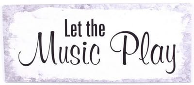 Tekstbord Let the music play 30,5 cm metaal