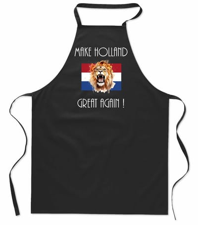 Mijncadeautje - keukenschort - kookschort - BBQ schort - Schort - Make Holland Great Again - Trots op Nederland - Schort unisex - 100% katoen - zwart