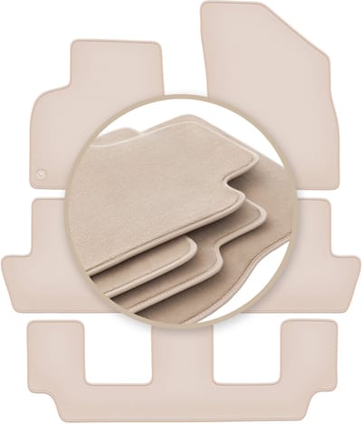Premium beige vloermatten voor: Peugeot 5008 I 7 personen 2009-2017