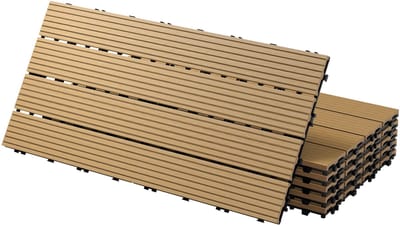 Terrastegels 60 x 30 cm, set van 6 stuks voor 1 m², teaklook van WPC