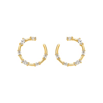 Luxenter Oorbellen van 925 sterling zilver en schitterende zirkonia met 18-karaats goudkleurige afwerking - Parkya