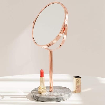 Make-up Spiegel - Vergrootspiegel Badkamer - Dagelijkse Verzorging - 360 Graden Rotatie - 17.5 cm Diameter - Marmerlook