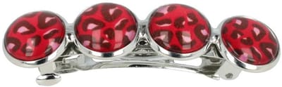 Haarsoires Haarspeld Patentspeld 5cm - Cirkel – Panter Print – Rood - Haarspelden voor Dames - Haarklem - Haarclip - Haaraccessoires - Hair Clip - Decoratieve Haaraccessoire