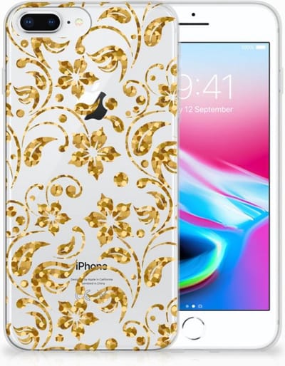Apple iPhone 7 Plus | 8 Plus TPU Case Gouden Bloemen