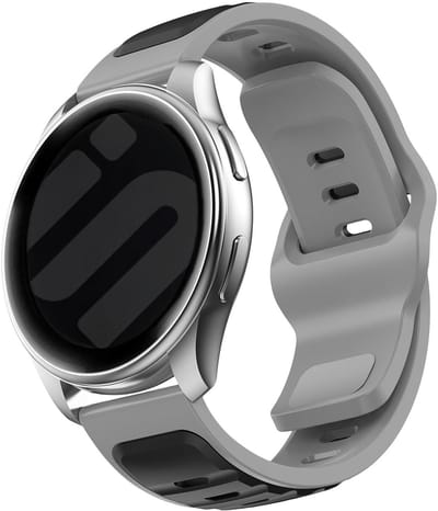 Strap-it Smartwatch bandje 20mm - luxe duo outdoor siliconen bandje geschikt voor Samsung Galaxy Watch 4 / 5 / 6 / 7 / Active (2) / Watch 3 - 41mm / Watch 1 - 42mm / Gear Sport - Amazfit GTS 1/2/3/4 (Mini) - Polar Ignite / Unite / Pacer (zwart/grijs)