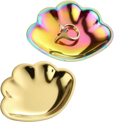 Sieraden Opbergkom, 2 Stuks Roestvrijstalen Schelpvormige Schalen voor Sieraden, Decoratieve Sieraden Display en Organisatie Tray