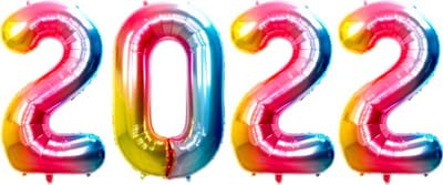 Folie Ballon Cijfer 2022 Oud En Nieuw Feest Versiering Happy New Year Ballonnen Decoratie Regenboog 86Cm Met Rietje