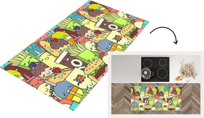 Keukenloper - Loper keuken - Kawaii - Patronen - Fast Food - 120x60 cm - Keukenloper vinyl