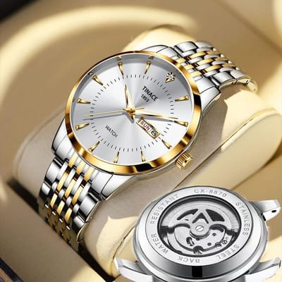 Engels Dubbele Kalender Automatisch Niet-mechanisch Horloge Heren Lichtgevend Waterdicht Zakelijk Casual Horloge one white