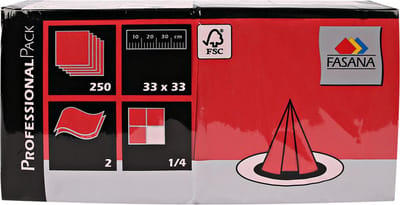 250 x Servetten [ROOD] "Classic" 33 x 33 cm | 2-laags, FSC®-gecertificeerd - Kerst