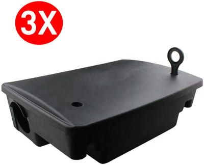Rattenbox lokdoos - 3 stuks - lokaasdoos met beveiliging (sleutel) Ratten en Muizen - Niet doeldieren hebben geen toegang - Herbruikbare rattenvoerdoos