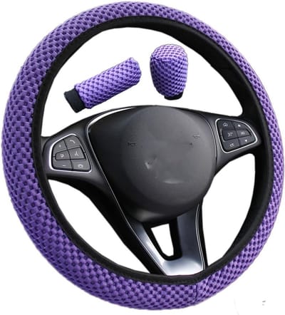 Universele 3-in-1 Stuurhoes voor Auto 37-38 cm - Antislip, Ademend en Beschermend - Perfect voor Zomer en Truck Accessoires in Paars