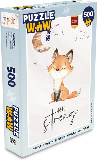 Puzzel Quotes - Waterverf - Be strong - Kinderen - Vos - Dieren - Legpuzzel - Puzzel 500 stukjes