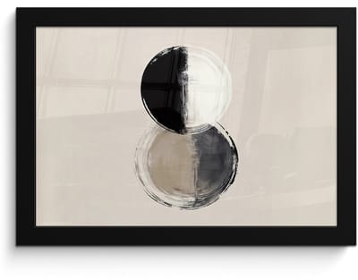 Poster in lijst - Fotolijst 30x20 cm - Posters - Cirkels - Strepen - Minimalistisch - Zwart - Posterlijst zwart - Decoratie - Wanddecoratie woonkamer - Muurdecoratie slaapkamer