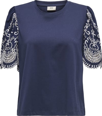 Jacqueline de Yong T-shirt Jdyoma Broderie Anglaise Top Jrs 15341457 Black Iris/embroidery Dames Maat - XL