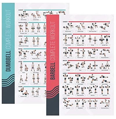 Trainingsposters voor Halter- en Barbell Oefeningen - Set van 2 - Ideale Gids voor Thuisfitness