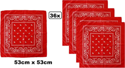 36x Boeren zakdoek rood 53cm x 53cm - zakdoek koffieboon bandana boeren carnaval feest sjaal