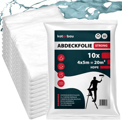 KOTARBAU® 10-delig Set Afdekfolie Set, Polyethyleen, 4 x 5 m, Transparant, Schilderfolie Sterk Herbruikbaar, Afdekfolie Voor Binnen En Buiten, Beschermfolie Grote Oppervlakken
