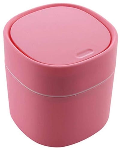 Mini Prullenbak - Desktop Afvalbak - Bureau Opruimen - Drukknopdeksel - 2 Liter - Roze