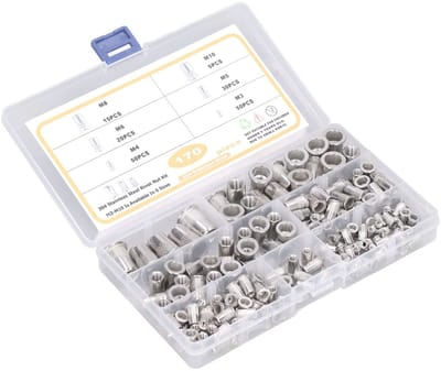 Dailygoods- Klinkmoeren 170-delig assortiment - Roestvrij Staal - Platte Kop - M3 tot M8 - Schroefdraaddiameter 3-10 mm - Gewicht 443 gram - Moeren