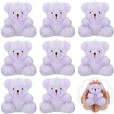 12-4s Mini Pluche Beren 4 Inch Kleine Beer Knuffeldier Speelgoed Kleine Pluizige Beer Zachte Beer Knuffelpop voor Verjaardagsuitjes 12 PCS paars