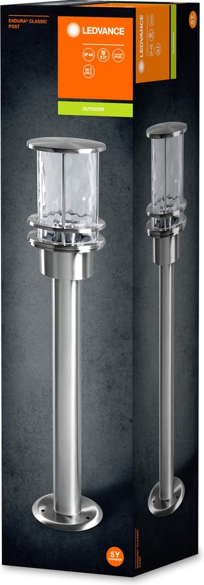LEDVANCE Buitenarmatuur LED: voor verdieping, E27, ENDURA CLASSIC POST / 22-…24- V, body materiaal: stainless steel, IP44