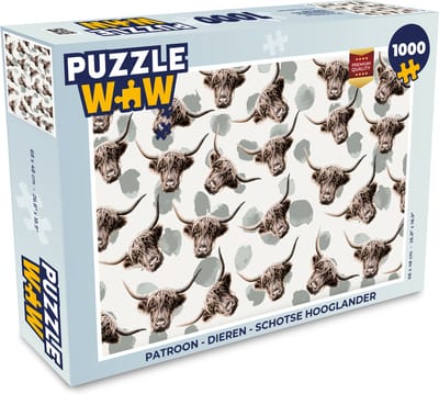 Puzzel Patroon - Dieren - Schotse hooglander - Legpuzzel - Puzzel 1000 stukjes volwassenen