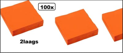 100x Servetten oranje 3 laags - Servet diner thema feest festival party