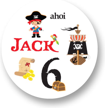 Traktatie Stickers Met Naam en Leeftijd - Piraat - Gepersonaliseerd - Sluitstickers - Kinderfeest Traktatie - Uitdelen - Uitdeeltraktatie - Traktatiestickers Pimp Studio