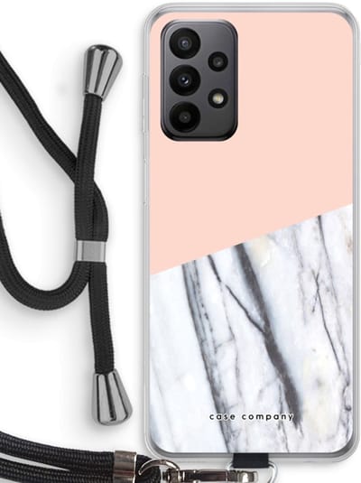 Case Company® - Hoesje met koord geschikt voor Samsung Galaxy A23 hoesje met Koord - A touch of peach - Telefoonhoesje met Zwart Koord - Bescherming aan alle Kanten en Over de Schermrand