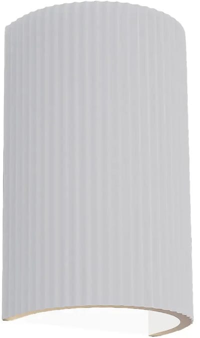 Artdelight - Wandlamp Nantes ribbel H 18 cm gips wit