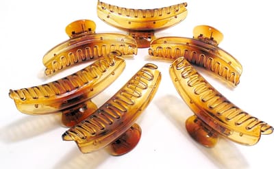 6 grote haarklemmen 12 cm bruin
