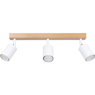Sollux Lighting Plafondlamp Verdo - GU10 - wit hout - staal/hout - 17.5x61x45cm